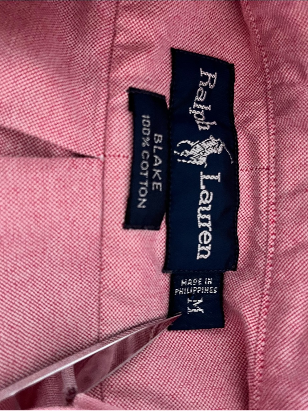 Refashioned Ralph Lauren Red/Pink Women’s Oxford Button-Down with Ruffle Collar - Picture 6 of 7